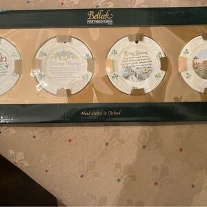 Belleek Fine Parian Ornament Set. NEW In Box!